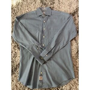 Mens Peter Millar Button Down Size M Plaid Shirt Blue & Green‎